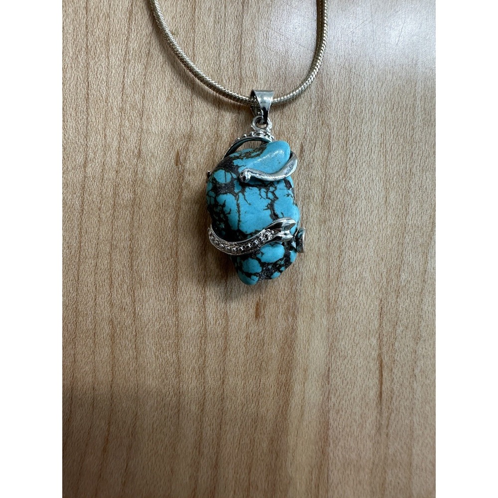 18k Gold Plated Turquoise Snake Wrap Pendant Necklace Silver Tone Party Gift